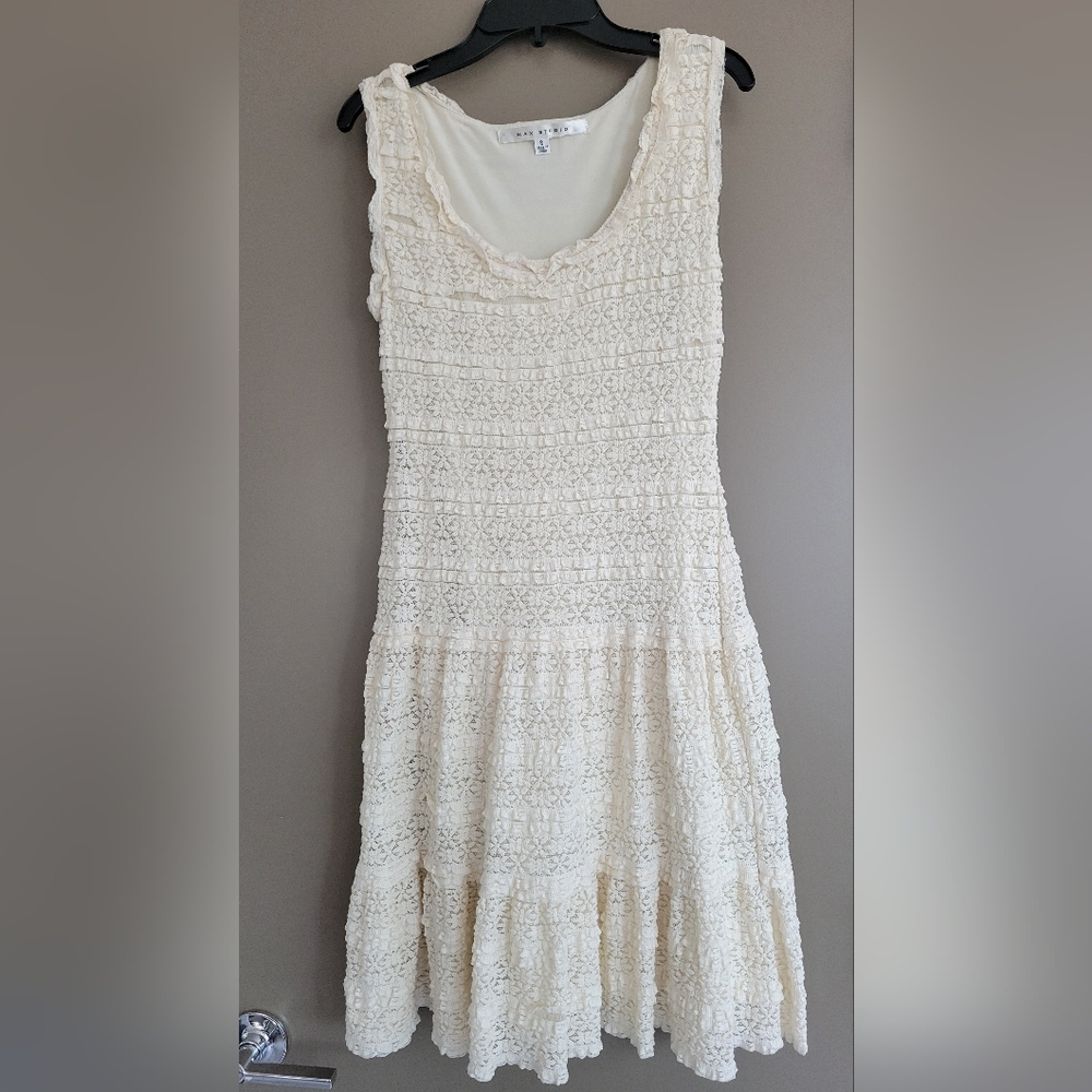 Max Studio Ivory Ruffle Lace Dress (S)